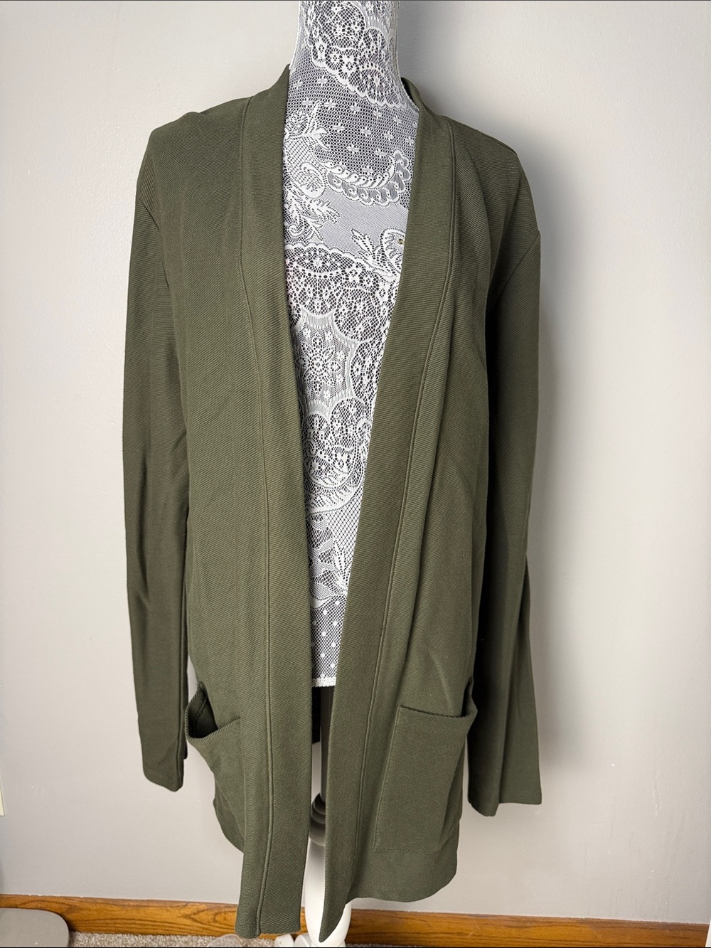 Forever 21 Olive Green Open-Front Sweater Cardigan